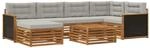 vidaXL Outdoor-Sofagarnitur mit Kissen 7 Stk Natur und Hellgrau 3383584
