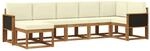 vidaXL Outdoor-Sofagarnitur mit Kissen 7 Stk Natur und Creme Polyester 3385381