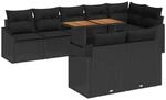 vidaXL Garten-Sofa-Set mit Kissen 9-Tlg Schwarz und Braun 3349855