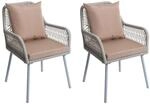 MCW Gartenstuhl O12 2er-Set Sitz-/R&uuml;ckenpolster Aluminium Grau Bezug Taupe