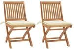 vidaXL Gartenst&uuml;hle 2 Stk mit Cremen Kissen Teak Massivholz 3062435