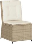 vidaXL Gartensessel mit Liegefunktion und Kissen Beige Poly Rattan 368977