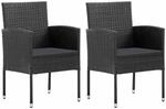 vidaXL Gartenst&uuml;hle mit Kissen 2 Stk Schwarz Poly Rattan 318706