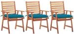vidaXL Garten-Essst&uuml;hle 3 Stk mit Kissen Massivholz Akazie 3064366