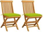 vidaXL Gartenst&uuml;hle mit Hellgr&uuml;nen Kissen 2 Stk Massivholz Teak 3062486