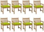 vidaXL Gartenst&uuml;hle 8 Stk mit Hellgr&uuml;nen Kissen Massivholz Teak 3073084