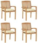 vidaXL Stapelbare Gartenst&uuml;hle mit Kissen 4 Stk Massivholz Teak 3073257