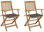 vidaXL Klappbare Gartenst&uuml;hle 2 Stk mit Kissen Massivholz Akazie 3064598