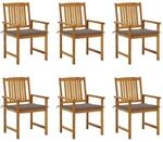 vidaXL Gartenst&uuml;hle mit Kissen 6 Stk Massivholz Akazie 3078159