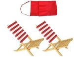 Erst-Holz Klappstuhl Strandstuhl Anglerstuhl Gartenstuhl mit Rot-Wei&szlig;em Bezug 10-350