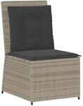 vidaXL Gartensessel mit Liegefunktion und Kissen Hellgrau Poly Rattan 368978