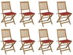 vidaXL Klappbare Gartenst&uuml;hle mit Kissen 8 Stk Massivholz Akazie 3075119