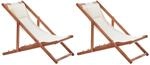 Beliani Gartenliege Weiss Dunkler Holzfarbton Bunt 97x54x70
