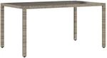 vidaXL Gartentisch mit Glasplatte Grau 150x90x75 cm Poly Rattan 365591