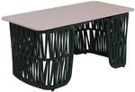 MCW Loungetisch P90 Seilgeflecht Sinterstein 43x90x45cm Gr&uuml;n Platte Creme