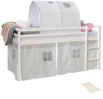 Homestyle4u Hochbett 90x200 Wei&szlig; mit Lattenrost und Tunnel 2766