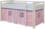 Homestyle4u Hochbett 90x200 mit Vorhang Lattenrost und Matratze in Wei&szlig; 2556