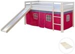 Homestyle4u Hochbett 90x200 mit Vorhang Lattenrost und Rutsche in Wei&szlig; 2576