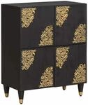 vidaXL Sideboard mit Regal Schwarz 60 x 33 x 75 cm Massivholz Mango 4018834