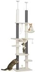 PawHut Kratzbaum Spanplatte Polyester Wei&szlig; 60L x 44B x 225-255H cm