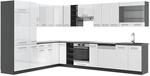 Vicco Fame-Line Eckk&uuml;che Wei&szlig; Hochglanz/Anthrazit 347 x 257 cm ohne...