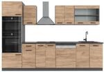 Vicco R-Line K&uuml;chenzeile Goldkraft Eiche/Anthrazit 300 cm mit Hochschrankohne