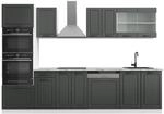 Vicco R-Line K&uuml;chenzeile Anthrazit Landhaus/Wei&szlig; 300 cm mit Hochschrankohne