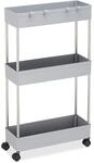 Relaxdays Nischenwagen Kunststoff Edelstahl Grau Mit 3 Ebenen 70 cm x 15,5 cm x 40,5