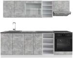 Vicco R-Line K&uuml;chenzeile Beton/Wei&szlig; 240 cm AP Anthrazit ohne E-Ger&auml;te