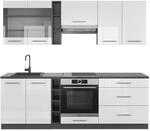 Vicco Fame-Line K&uuml;chenzeile Wei&szlig; Hochglanz/Anthrazit 235 cm AP Anthrazit ohne