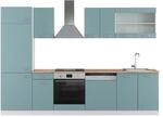 Vicco R-Line K&uuml;chenzeile Blau-Grau/Wei&szlig; 300 cm AP Eiche ohne E-Ger&auml;te
