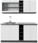 Vicco R-Line Singlek&uuml;che Wei&szlig;/Anthrazit 160 cm AP Marmor ohne E-Ger&auml;te