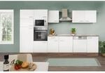 Respekta K&uuml;chenzeile KB340EYWMIGKE 340 cm Wei&szlig; Seidengl.-Eiche York Nachbildung