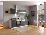Respekta K&uuml;chenzeile KB220WG 220 cm Grau-Wei&szlig;