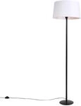 QAZQA Schwarze Stehlampe mit Leinenschirm Wei&szlig; 45 cm Simplo