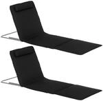 Outsunny Strandliege Stahl PE Stoff Schwarz 134L x 48B x 33-43H cm