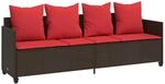 vidaXL Sonnenliege mit Kissen Braun Poly Rattan 368350