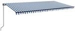 vidaXL Markise Manuell Einziehbar mit LED 600x350 cm Blau und Wei&szlig; 3069241