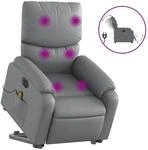 vidaXL Massagesessel mit Aufstehhilfe Elektrisch Grau Kunstleder Modell 6