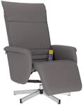 vidaXL Massagesessel mit Fu&szlig;teil Grau Kunstleder Modell 2