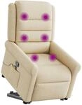 vidaXL Massagesessel mit Aufstehhilfe Creme Stoff 3303332