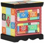 vidaXL Nachttisch Mehrfarbig 40 x 35 x 45 cm Massives Mangoholz 4017564