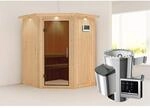 Karibu Sauna mit Ofen externe Stg.Easy LED-Dachkranz Natur