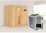 Karibu Sauna Vera + Ofen ext. Strg., Holz-Glast&uuml;r, LED-Dachkranz