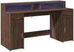 vidaXL LED-Schreibtisch Braun Eichen-Optik 160x55x91 Holzwerkstoff 3309435