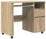 vidaXL Tisch mit Rollen Sonoma-Eiche 91 x 50 x 77 cm Holzwerkstoff 869532