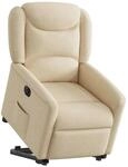 vidaXL Relaxsessel mit Aufstehhilfe Elektrisch Creme Stoff 3303222