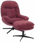MCW Relaxsessel mit Hocker P32 Drehbar Metall Stoff/Textil Chenille Beere