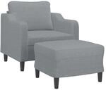 vidaXL Sessel mit Hocker Hellgrau 60 cm Stoff 3201127