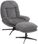 MCW Relaxsessel mit Hocker P32 Drehbar Metall Stoff/Textil Chenille Grau